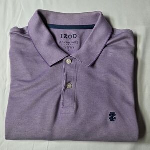 IZOD Mens Polo Advantage Performance Purple Large Collard Stretch